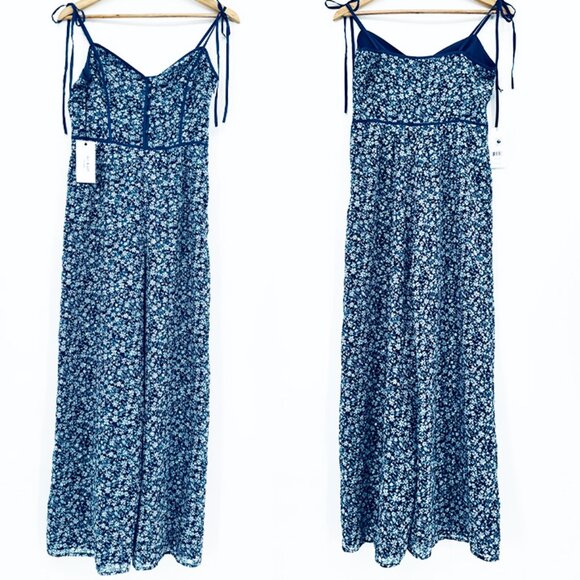 NWT ALI & JAY Blue Lagoon Stolls Floral Chiffon Wide Leg Jumpsuit - Picture 4 of 14